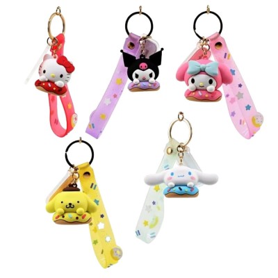 HELLO KITTY AND FRIENDS Sanrio Donuts Series Keychain with Hand Strap (1 portachiavi)