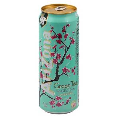 Arizona iced green tea and honey ginseng - can