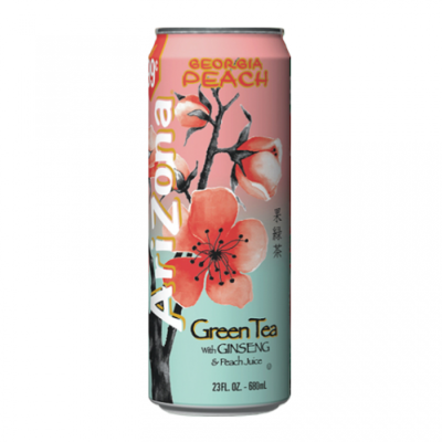 Arizona iced green tea and peach ginseng - can