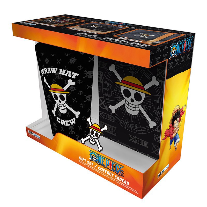 ONE PIECE - XXL glass + Pin + Pocket Notebook "Skull"