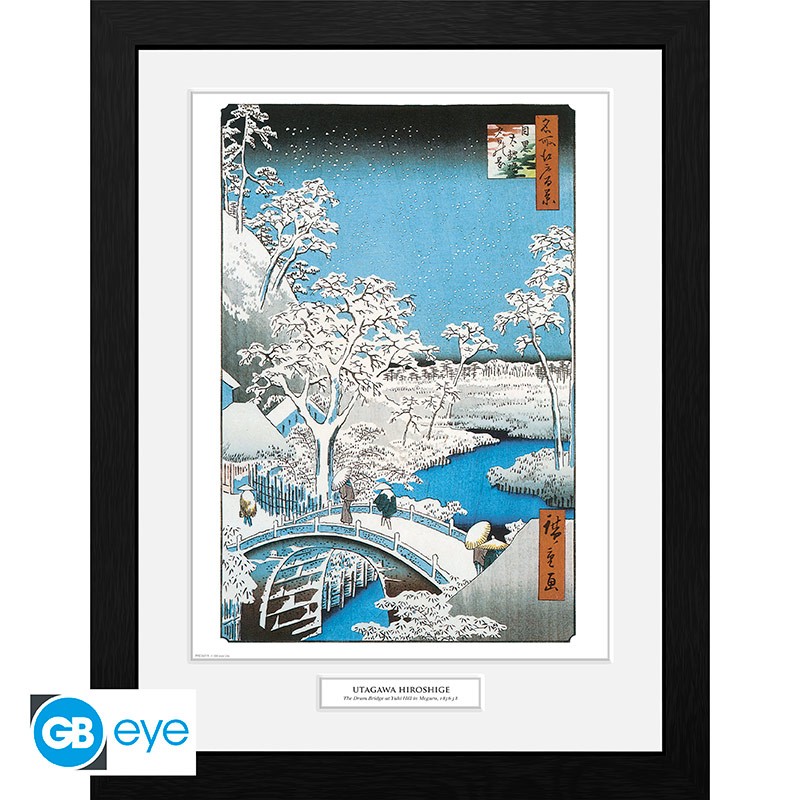HIROSHIGE - Framed print "The Drum Bridge" Stampa incorniciata