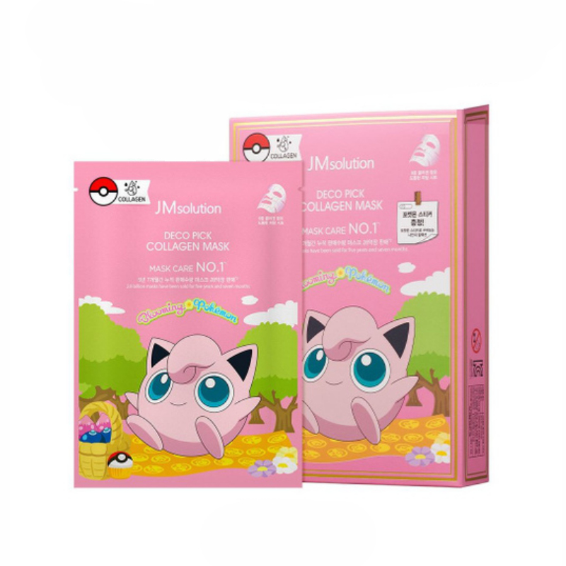 POKEMON Deco Pick Collagen Mask Jigglypuff - Maschera viso coreana (pacco da 10)