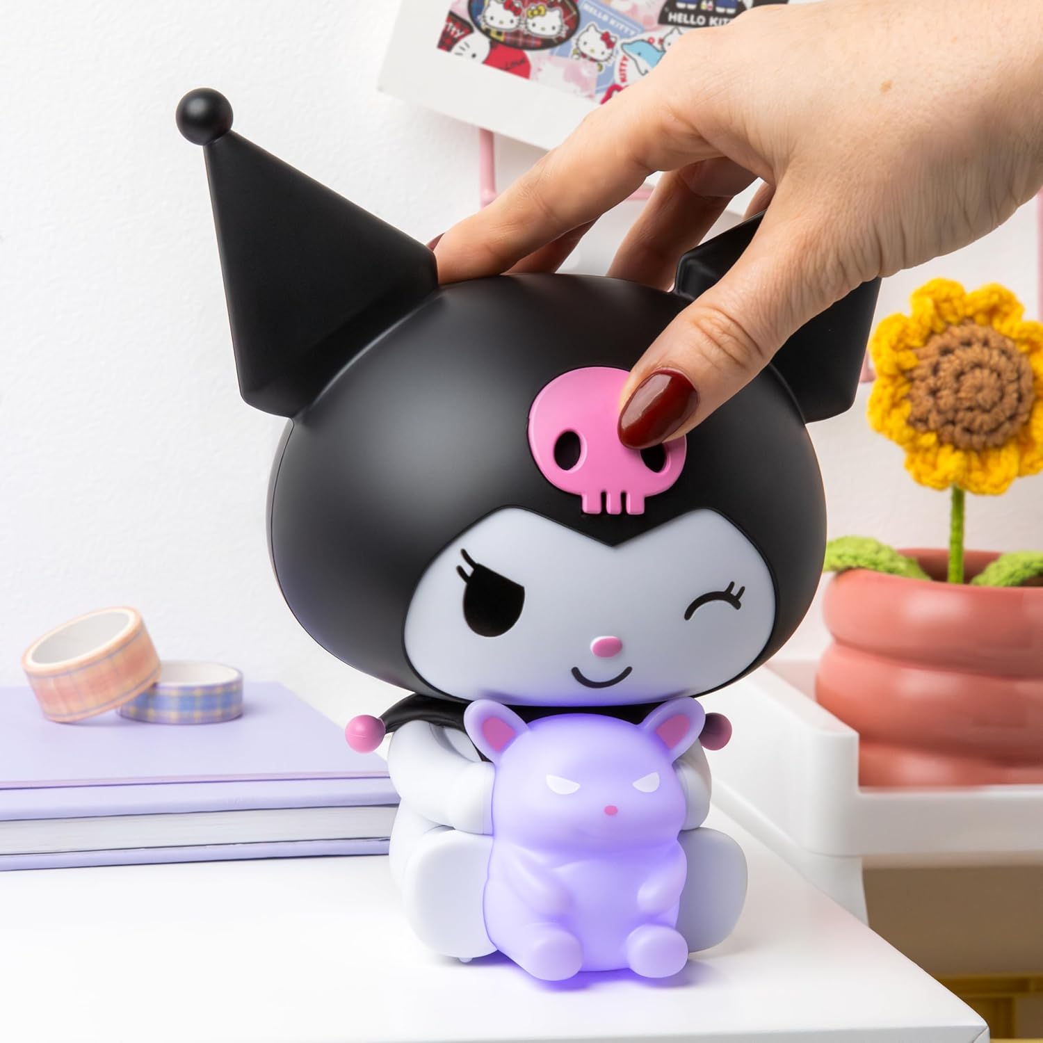 SANRIO - Kuromi Lampada notturna 3D alimentata a batteria