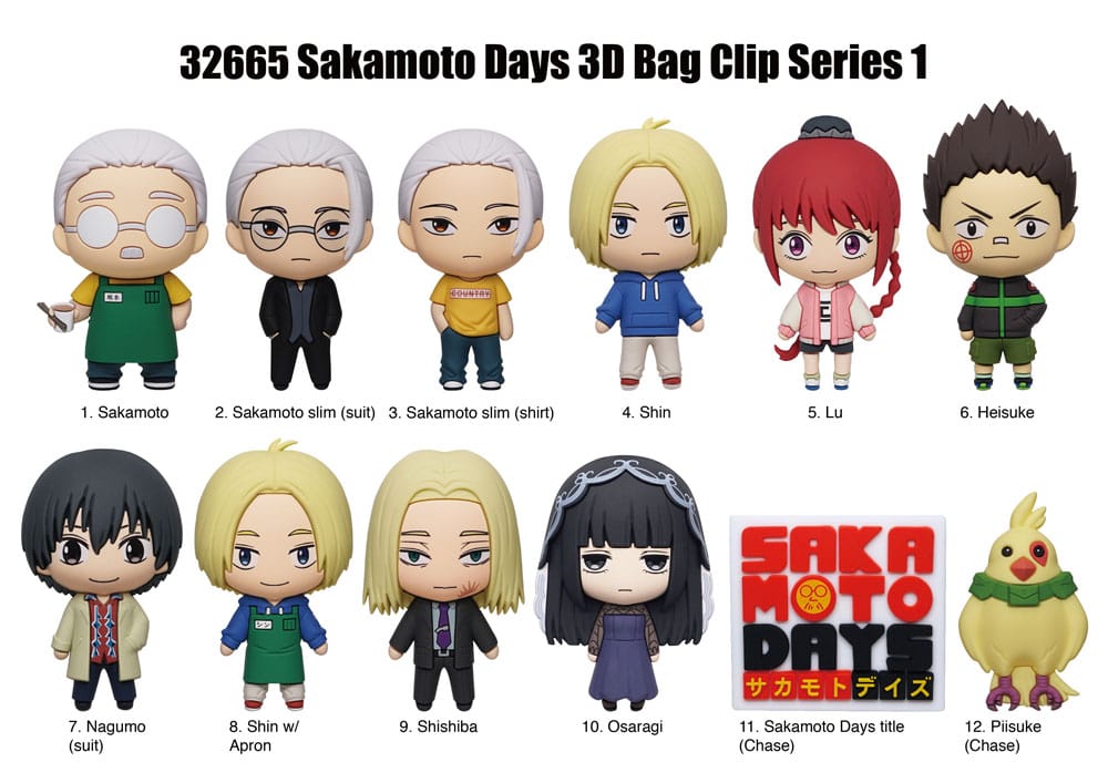 SAKAMOTO DAYS - 3D PVC Bag Clip Series 1 (1 clip casuale)
