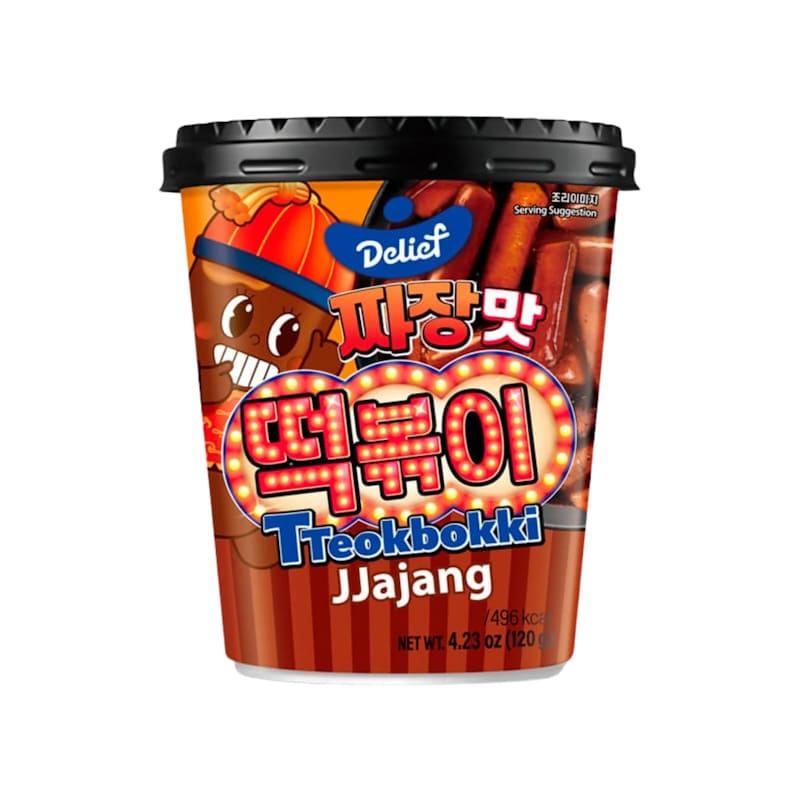 Jjajang Tteokbokki Cup - Gnocchi di riso istantanei con salsa di fagioli neri (Halal) 120 g