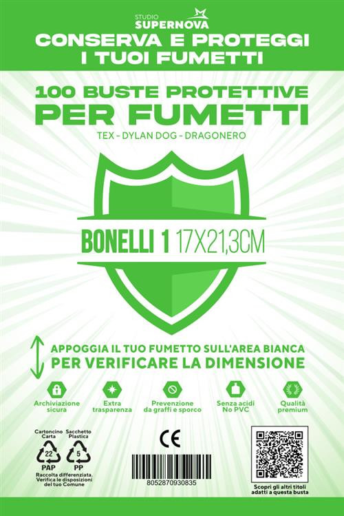 STUDIO SUPERNOVA - 100 Buste protettive Bonelli 1 (17,0 X 21,3)