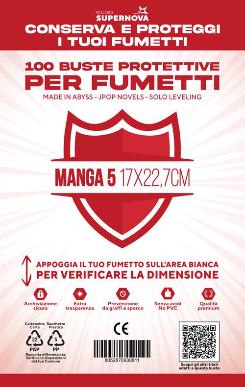 STUDIO SUPERNOVA - 100 Buste protettive manga 5 (17 x 22,7)