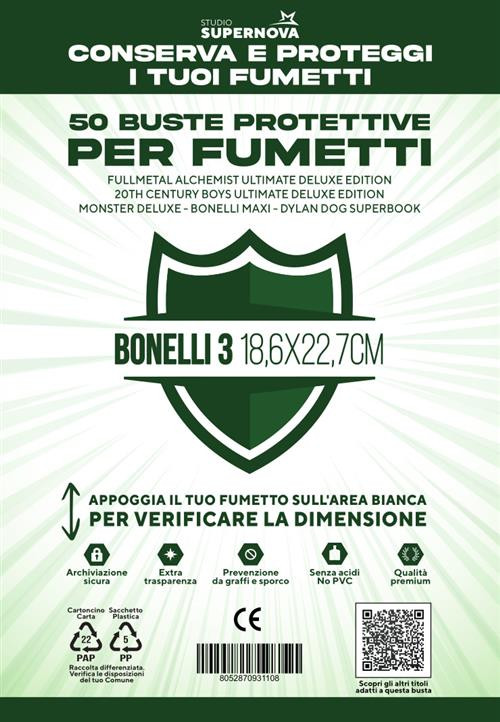 STUDIO SUPERNOVA - 50 Buste protettive Bonelli 3 (18,6 X 22,7)