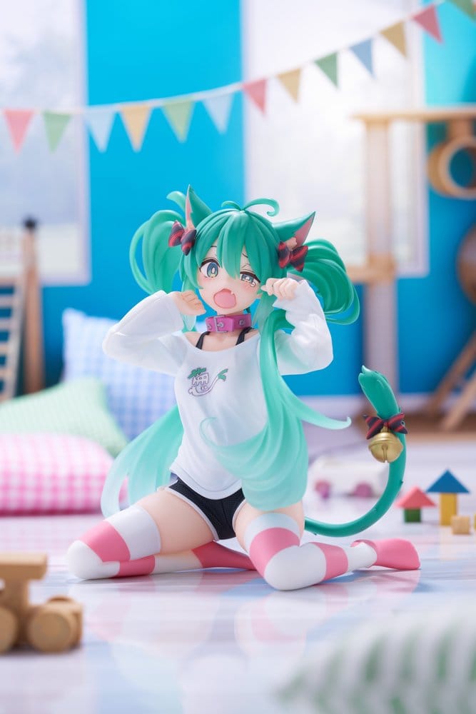 HATSUNE MIKU - Hatsune Miku Cat Ear T-Shirt Ver. Desktop Cute (re-run) Taito PVC Figure 13 cm